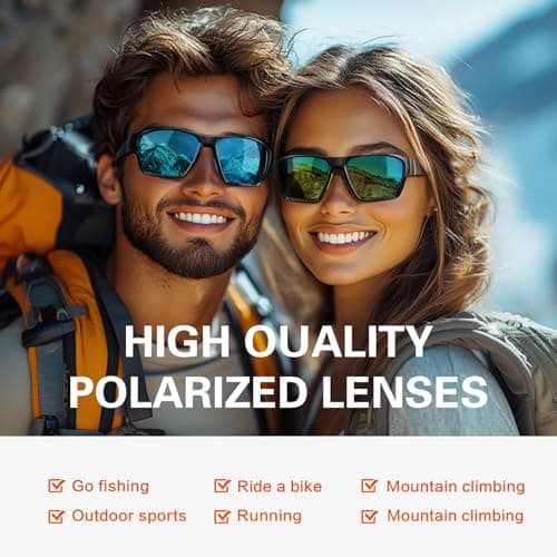 suoso Sports Polarized Sunglasses for Men: TR90 UV400 Protection Sun Glasses Womens Wrap Around Goggles for Drving Fishing Blue - Thumbnail 6