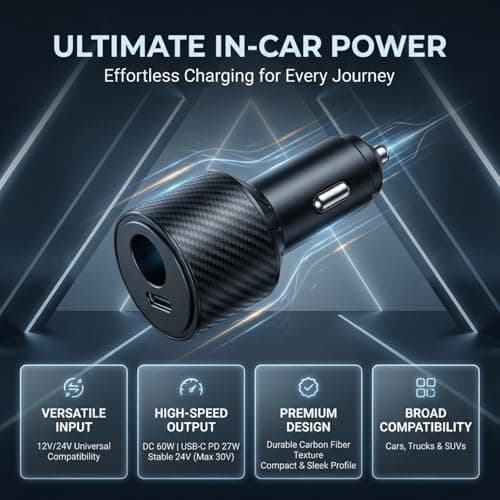 FIRRAX 2 in 1 Starlink Mini Car Adapter 12V to 24V DC Step Up Converter, 6.5FT 20AWG Starlink Mini Cable with Cigarette Lighter Adapter 60W DC + 27W PD Car Power Supply for RVs, Boats, Trucks - Thumbnail 5