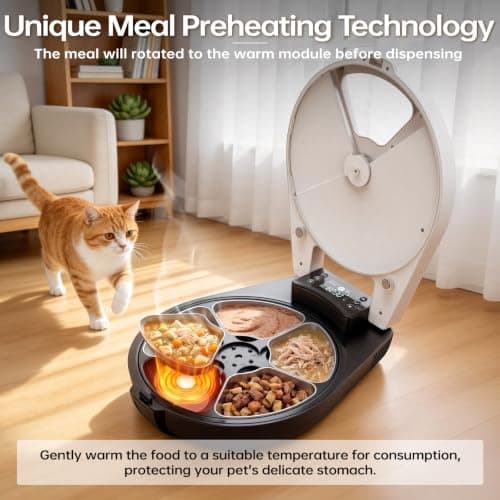 RESPURR Automatic Wet Food Cat Feeder, 3 Days 5 Freshness Meals Refrigerated Auto Cat Feeder, Semiconductor Cooling & Heating with 304 Stainless Steel Bowl, Programmable Timer Cat Food Dispenser - Thumbnail 3