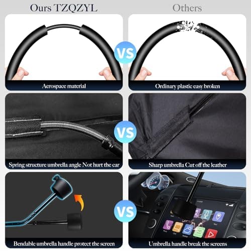TZQZYL Foldable Windshield Sun Shade Umbrella - 56.3"x31.8" Universal Car Shade Front Windshield for Medium Sedans SUVs, Premium Nano Ice-Crystal UV Coating, Upgraded Silver Sunshield(Premium Silver) - Thumbnail 5