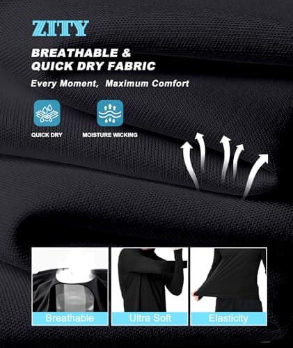 Fishing Shirts for Men with Hood UPF 50+ Sun Shirts Rash Guard Sun Hoodie Mens Long Sleeve UV Protection Shirt UV Shirt with Mask Black Large - Thumbnail 5