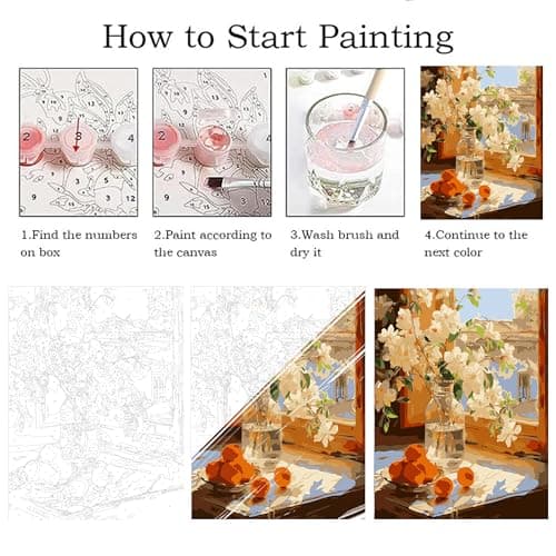 ZRIZQ Paint by Numbers Kit for Adults Beginners,Floral DIY Painting Set,Relaxing Creative Craft Activity,16x20 Inch-Flowers - Thumbnail 3