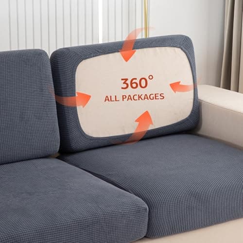 UWWGKK Stretch Couch Cover for Sectional Sofa - Multiple Patterns & Colors,Sofa Cover Design for Backrest,Dark Grey Ymg Backrest Cushion(1 Pcs)