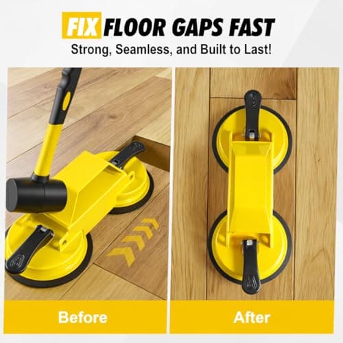 Floor Gap Fixer Tool, 45° Striking Surface Floor Gap Repair Tool with Dual Suction Cup, Made of Iron. with 6pcs Sticky Pads for Fixer Laminate/Vinyl Flooring Tools - Thumbnail 3