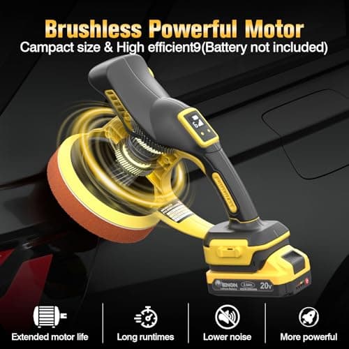 Buffer Polisher, 6 Inch Cordless Car Buffer Polisher Kit Dual Action Random Orbital Polishing with 6-Speed 2300-6000RPM for Auto Detailing, Waxing & Paint Correction - Thumbnail 2