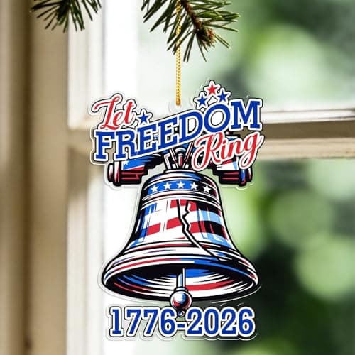 United States 250th Anniversary Bell Ornament, 2D Acrylic 1776 2026 Liberty Bell Decorations, America 250 Years Commemorative Ornaments for US Citizens - Thumbnail 3