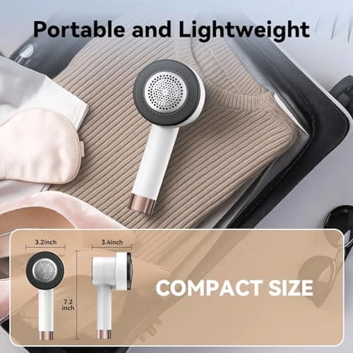 Smyeviva Rechargeable Fabric Shaver for Clothes: 6-Leaf Blades & 3 Speeds to Remove Pilling, Fuzz & Lint Balls - with LED Display, Portable Electric Lint Remover for Sweater, Couch, Blanket, Furniture - Thumbnail 6