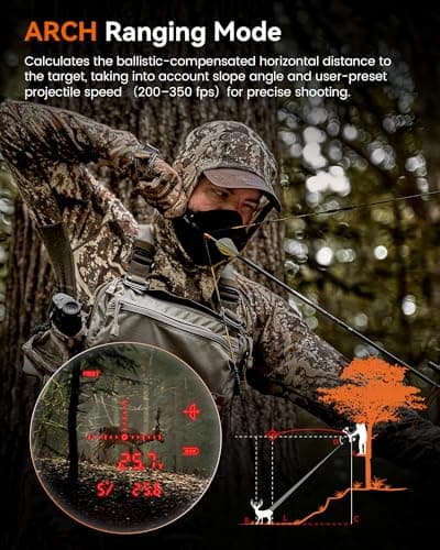 MILESEEY Hunting Rangefinder, 2000+ Yards Rechargeable Laser Range Finder with Bow Hunting Mode, Horizontal Distance/Angle/Scan, 7X Magnification, Waterproof Archery Shooting Rangefinder with Magnet - Thumbnail 4