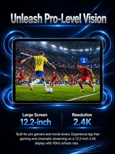 Ulefone Tab A12 Pro Tablet, 12.2" 2.4K 90Hz Large Android 16 Tablet, Widevine L1, 16GB RAM 128GB ROM, 2TB Expandable, 9000mAh Battery, Quad Speakers, 4G LTE WiFi 5, Stylus & Cover, Space Gray - Thumbnail 3