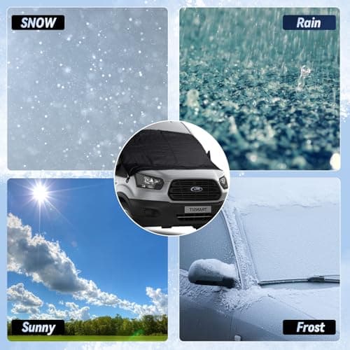 Windshield Cover for Ice and Snow for 2015-2025 2026 Ford Transit Accessories Wagon XL Cargo Vehicle,Connect Van Custom Fit Transit Oxford Fabric Windshield Frost Cover, All Weather Hail Protector - Thumbnail 6