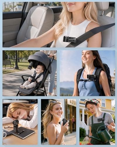 Mini Clip on Fan Handheld, 3000mAh Rechargeable Portable Fan with LED Display, 3-in-1 Personal Cooling Fan, 5 Speeds Quiet USB C Fan for Stroller Desk Travel Camping Office for Women Men Kids, Black - Thumbnail 2