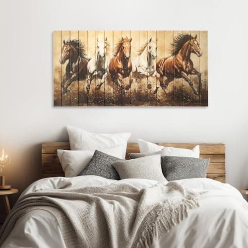 llribbons Horses Canvas Ribbon Wall Art - Brown White Running Horse Pictures Animal Wall Decor Painting Handmade 3D Woven Textured Prints Artwork for Living Room Bedroom Home Office Decor 20" x 40" - Thumbnail 6