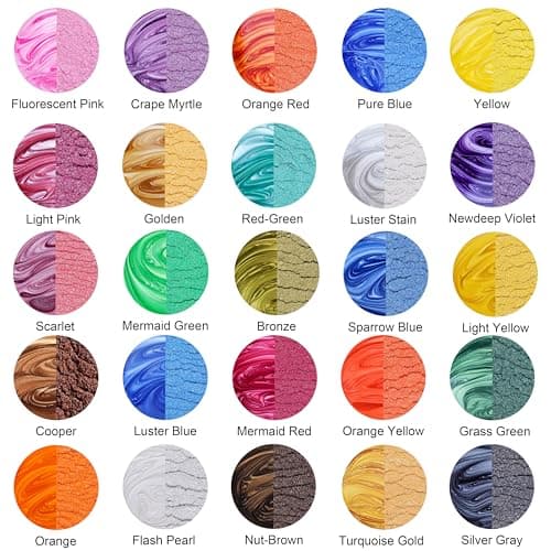 MTBJZJ Mica Powder for Resin, 25 Colors - 20g/Bottle Epoxy Resin Color Pigment, for Candle Dye, Lip Gloss Pigment, Soap Making, Slime Colorant, Paint, Bath Bombs, Nail Polish and Eye Shadow - Thumbnail 2