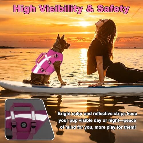 Dogcheer Dog Life Jacket for Dogs with Grab Handle and Zipper, Harness Dog Life Vest High, Buoyancy & Reflective Straps, Adjustable Swim Vest for Small Medium Large Dogs - Pink, XS - Thumbnail 4