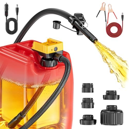 Ecarke 5 GPM Cordless Fuel Transfer Pump for Gasoline Diesel, Portable Gas Can Pump with Auto Shut-Off & Beep Alert, Compatible with DeWalt 20V & Milwaukee 18V Batteries, 51" Hose & 5 Adapters - Image 1