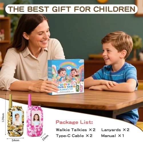 Video Walkie Talkies for Kids with Camera, Rechargeable Walkie Talkies 2 Pack for Ages 3-12, HD Video Intercom with Screen & Voice Changer, Indoor Outdoor Communication for Boys Girls (Desert Camo) - Thumbnail 6