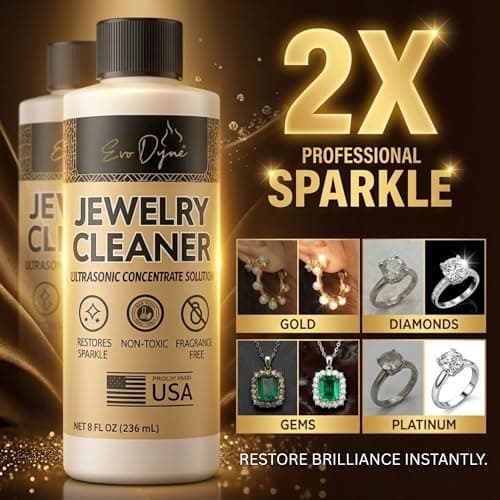 Ultrasonic Jewelry Cleaner Solution (8oz) Concentrated Jewelry Cleaner for Diamonds, Gold, Silver & More | Compatible with Ultrasonic Machine (s) - Made in USA - Thumbnail 3