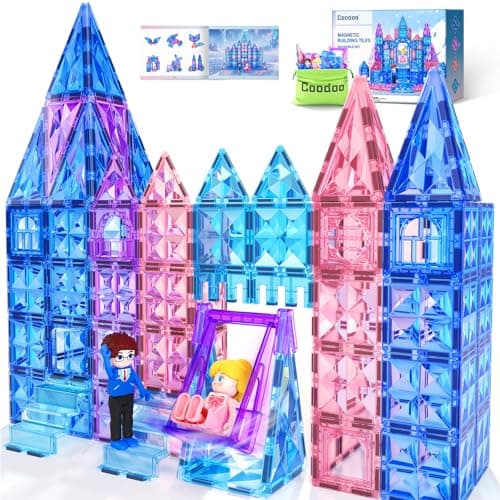 Coodoo Diamond Magnetic Tiles & Building Blocks — Princess Toys for Girls & Boys, Toddler Girl Gifts, 3 4 5 6 Year Old Gifts, Toys for Ages 3-8, 3 Year Old Birthday & Xmas Present - Image 1