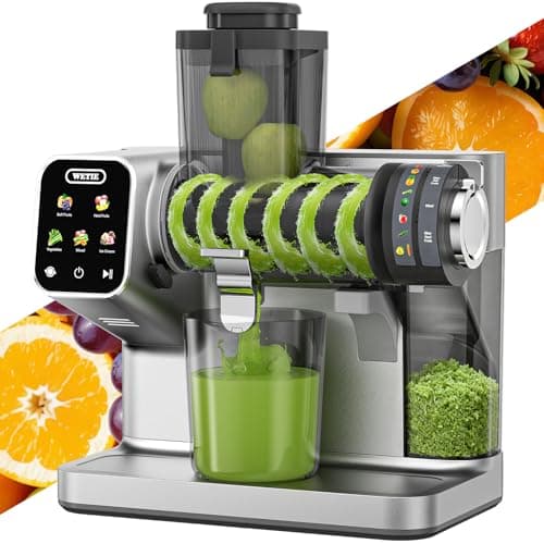 WETIE Cold Press Juicer, Powerful Juicer Machines with Adjustable Juicing Pressure, 99% High Juice Yield, Quiet Slow Masticating Juicer with Touch Screen, 3.54'' Feed Chute, Easy to Clean with Brush - Image 1