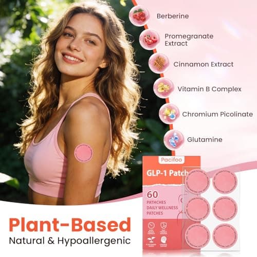 Pacifoo GLP-1 Patches for Women & Men - Natural Ingredients Support with Berberine, Pomegranate, L-Glutamine & Cinnamon, 8-Hour Daily Wear, Plant-Based, 60 Patches 2-Month Supply - Thumbnail 4