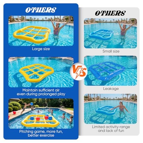 mcgskl Pool Toys Pool Games, Inflatable Tic-Tac-Toe Pool Toy with 10 Balls, 2-10 Players Floating Water Game for Adults Teens Kids, Summer Pool Party Water Toys - Thumbnail 5