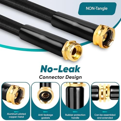 BAZOLOTA Garden Hose 100FT Non-Expanding, Lightweight Hose With 10-Function Nozzle, Leak-Proof, No-Knot, Easy to Carry, Wear-Resistant, Sturdy 3/4GHT Flexible Water Hose for Yard Garden Outdoor - Thumbnail 4