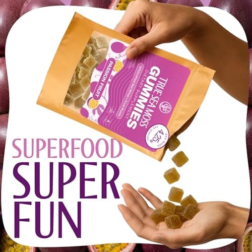True Sea Moss Gummies – High Potency 4250mg Authentic Sea Moss Gel – Raw & Wildcrafted – Sweetened with Organic Coconut Sugar & Real Passion Fruit Purée – 30 Gummies (30 Servings) - Thumbnail 5