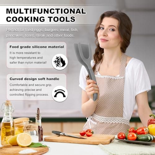Silicone Spatula, BPA Free Kitchen Spatula, High Heat Resistant Rubber Spatulas, Ideal Kitchen Utensils for Non-Stick Pans, Sautéing, Frying, Baking, Turning and Flipping - Thumbnail 6