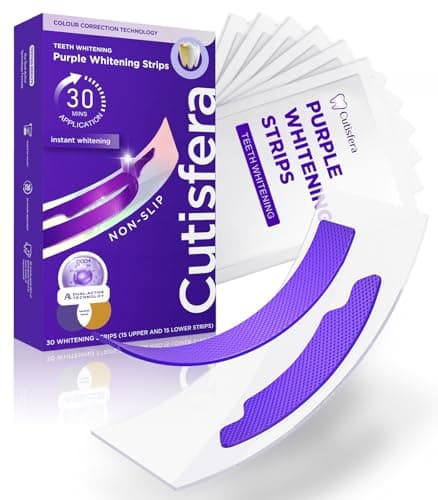 Purple Teeth Whitening Strips, Purple Whitening Strips Color Correcting for Sensitive Tooth, Enamel Safe, Non-Slip, Removes Yellow Stains, 30 Min Fast Whitening, 15 Treatments (30 Strips, Mint) - Image 1