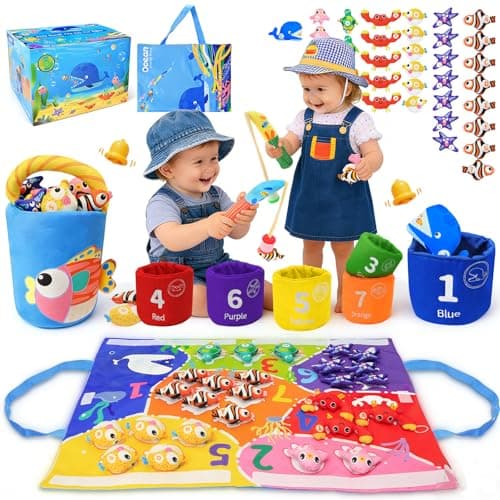 Montessori Toys for 1 Year Old, 40PCS Upgraded Fishing Game Toys for Toddlers 1-3, Educational Baby Toy for Color Sorting, Number & Alphabet Learning, Birthday Gifts for Baby Boy Girl Age 1 2 3 - Image 1
