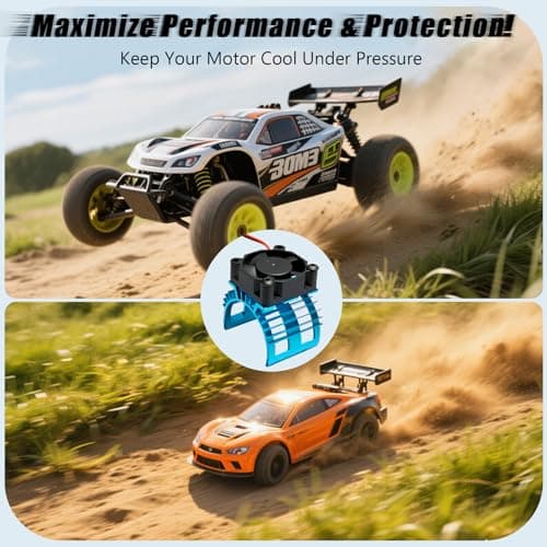 Alloy Heat Sink with 5V Cooling Fan for Traxxas Trx4 Slash ARRMA SCX10 and 1/10 RC Car - Compatible with 540, 550, 3650 Size Brushless Motor(Blue) - Thumbnail 6