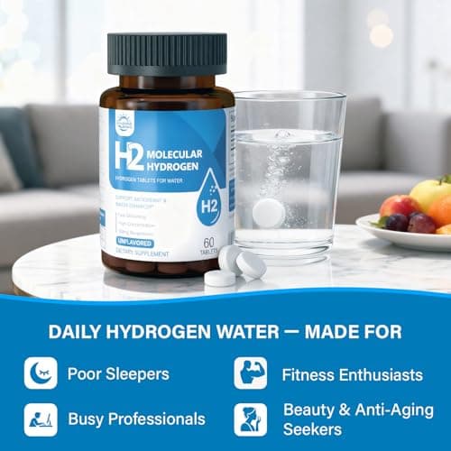 Molecular Hydrogen (H2) Tablets with Magnesium – 12 PPM Hydrogen Water Tablet for Drinking Water, Antioxidant-Rich, Supports Cellular Health, Recovery & Cognitive Function – Unflavored, 60 Tablets - Thumbnail 6