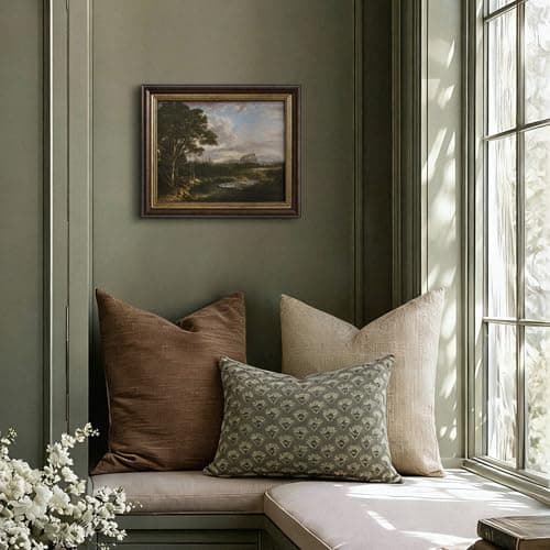 Framed Landscape Canvas Wall Art – Rustic Countryside River Scene, Modern Farmhouse Nature Wall Decor for Living Room, Bedroom, Bathroom, Office, Wall Art Gift for Family & Friends, 12x10 Inch - Thumbnail 5