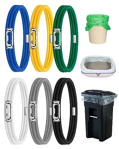 Rosaver Garbage Can Bands Cord Lord Design Adjustable Large Trash Can Rubber Bands Fits 8-33 Gallon Trash Cans Multifunction Bands Litter Box Bands for Kitchen Tables Picnic Party
