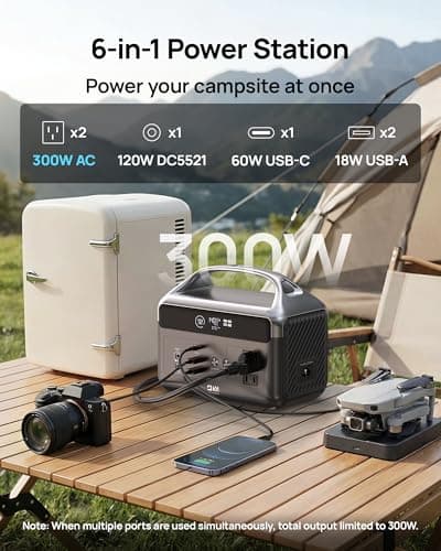 DaranEner Portable Power Station, 192Wh LiFePO4 Battery Backup w/2 300W (Surge 600W) AC Outlets, 2H Fast Charging, Power Bank for Hurricane Emergency/Home/Outdoor Camping/RVs Use - Thumbnail 2