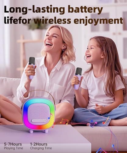 Mini Karaoke Machine Speaker for Kids Adults, Portable Bluetooth with 1 Wireless Microphones, Children's Day Birthday Gift Ideas for Toys for Teens Boys and Girls Aged 4, 5, 6, 7, 8, 9, 10, 11, 12+ - Thumbnail 5