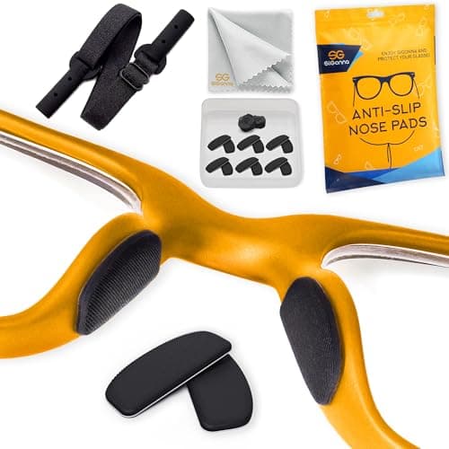 Eyeglass Nose Pads Anti Slip - 6 Pairs Ultra Thin 1mm Silicone Nose Pads for Glasses - Soft Stick On Nose Cushions (Black Black)