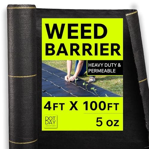DOTDAY 5 oz Heavy Duty Weed Barrier Fabric 4ft x 100ft, Dual Layer Woven & Needle-Punched Landscape Fabric, Permeable Ground Cover for Gravel Driveways, Walkways, Garden Beds & Landscaping, XBAR