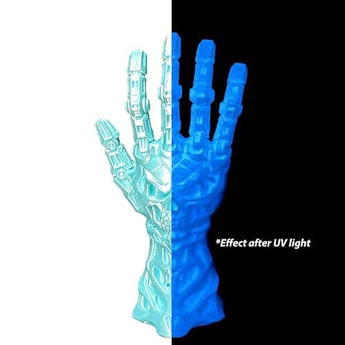 Clear Sky Blue Glow in The Dark 1.75mm PLA Filament with Smooth Surface, Bright Luminous Blue 3D Printer Filament, 1kg (2.2lbs) Plastic Spool 3D Printing PLA Filament Rod - Thumbnail 2