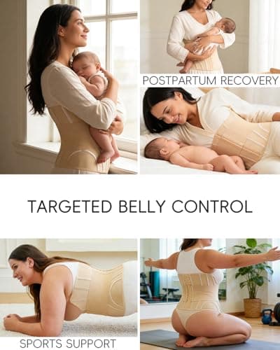 GROW LOOP Waist Trainer for Women Faja Body Shaper Tummy Control Shapewear Waist Cincher Corset, Double Belt Wrap Corset Trainer Tummy Control Shaper Beige - Thumbnail 4