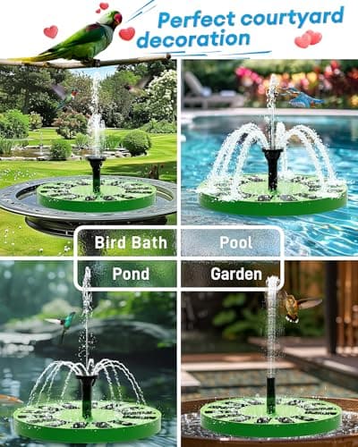 2.5W Solar Bird Bath Fountains– Upgraded Solar Pond Fountain with 6 Nozzles,Solar Fountain for Bird Bath, Pond, Garden Decor (Green) - Thumbnail 6