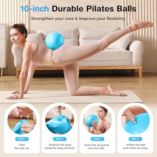 Vanlgs Pilates Kit 13Pcs Home Pilates Essentials Workout Kit with 13" Ring, 10" Ball and Resistance Bands for Women at Home Pilates Equipment Set for Beginners（Blue） - Thumbnail 3