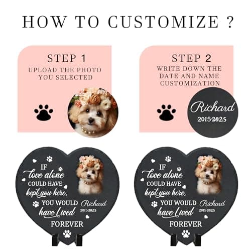 Umitive Personalized Pet Memorial Stone - Custom Dog Grave Marker with Name & Photo - Sympathy Gifts for Loss of Beloved Dog - Cemetery Decor - Rainbow Bridge Memorial for Dogs (Style E) - Thumbnail 6