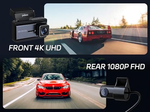 Pelsee 4K Dash Cam Front and Rear, 64GB SD Card, Dual Dash Camera for Cars with Wi-Fi, GPS, ADAS, BSD, LCA, 3’’ IPS Display Car Camera, APP & Voice Control, Night Vision, 24H Parking Mode - Thumbnail 2