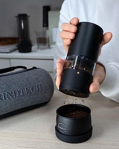 PALICO GrindTech - Portable Rechargeable Electric Coffee Grinder, Cordless Charging Base with Type C, 20 grind size SUS Conical Burr, for Home/Office/Travel or Camping, Mobile Apps support - Thumbnail 3