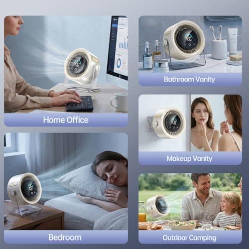Coolhill Cordless Wall Mounted Fan, Small Rechargeable Wall Fan for Bedroom and Kitchen, 100 Speeds Quiet Fan with Digital Display, 120° Tilt 2-in-1 Portable Desk Fan for Bunk Bed(White) - Thumbnail 3