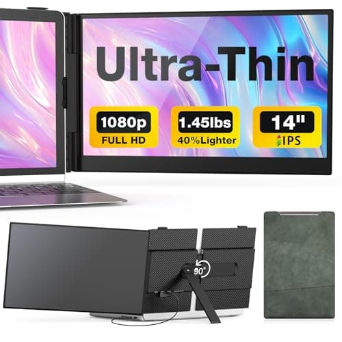 Laptop Screen Extender, 14-Inch Ultra-Thin & Lightweight, 1080P FHD Portable Travel Monitor, Plug & Play, Laptop Extended Monitor Portable for 13-17 Inch Laptops, Compatible with Win/Mac/Chrome/Linux - Image 1