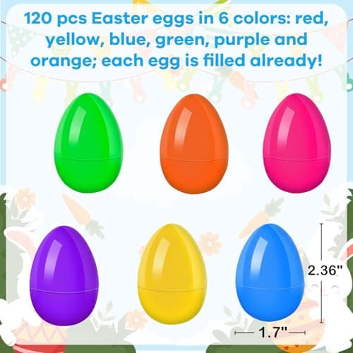 GOAUS Prefilled Easter Eggs with Toys 240 Pcs, 120 Eggs Truly Filled with 120 Small Toys, Pre-filled Easter Egg Hunt Stuffed Party Favors Basket Stuffers Prizes for Kids - Thumbnail 3