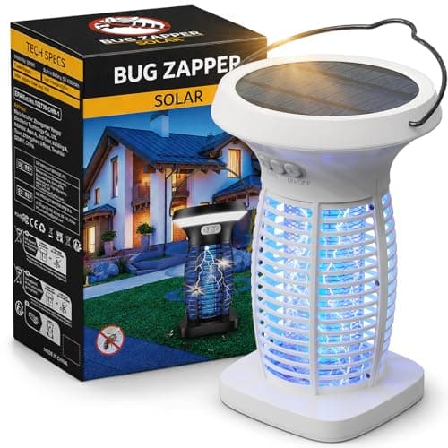 OnBeam Solar Bug Zapper Outdoor, Mosquito Zapper Outdoor Waterproof Electric Fly Zapper Rechargeable Mosquito Killer with Solar Panel, 4200V Fly Trap Indoor for Home Backyard, Patio, Garden, Camping - Image 1