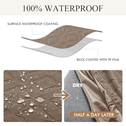 Genina Waterproof Chair Covers for Dining Room Set of 6, Removable Washable Chair Slipcover Protectors, Taupe - Thumbnail 4